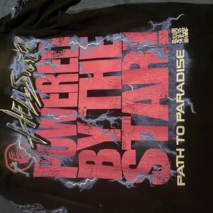 Gallery Dept Black Tee with Red and Blue Graphics